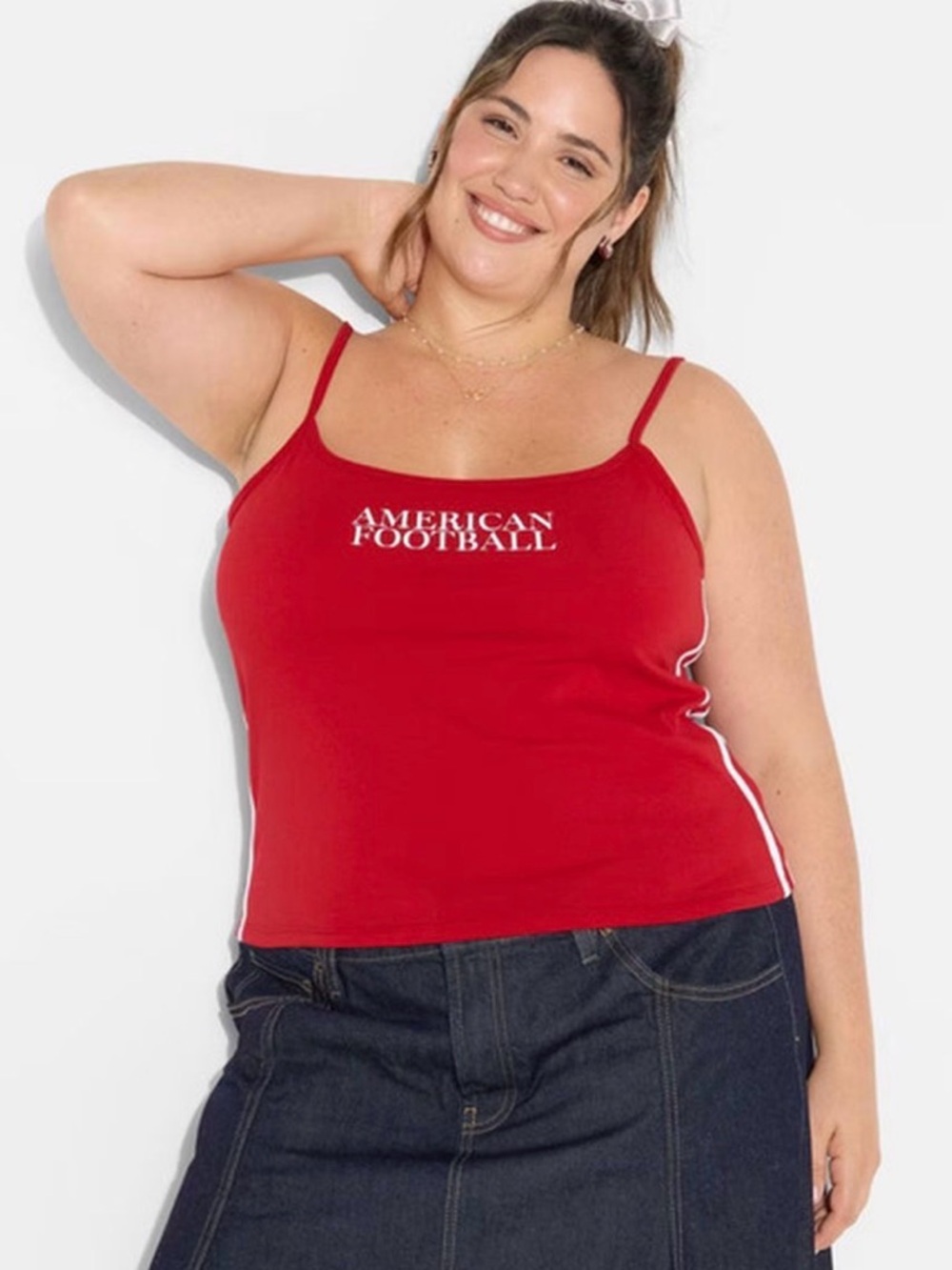 Wild Fable Red American Football' Tank Top Women's Spaghetti Strap NWOT/NWT XL